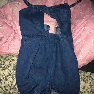 demin wrap around tie romper